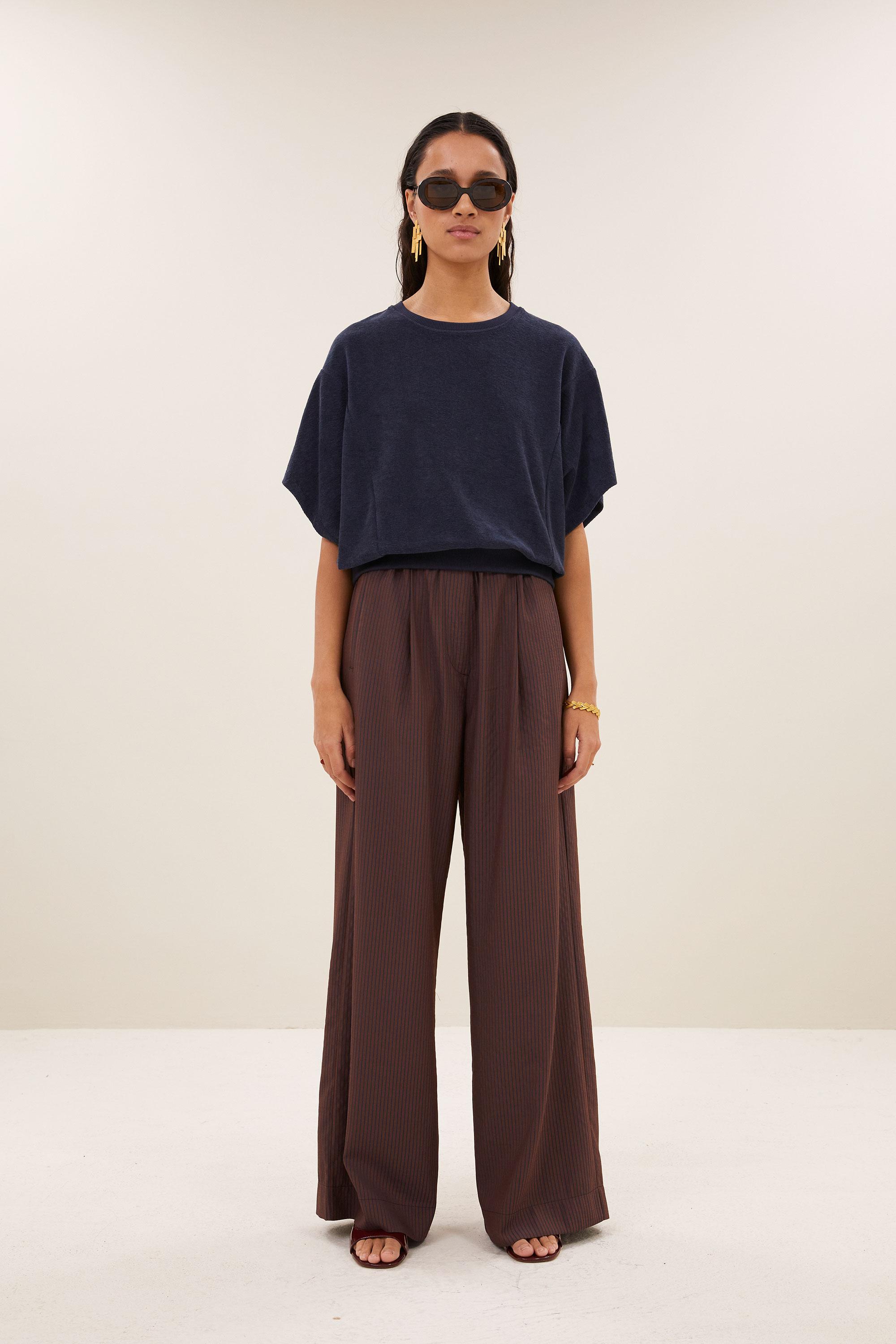 By-Bar Nuki Slub Top Midnight Damen Shirt Bio-Baumwolle dunkelblau